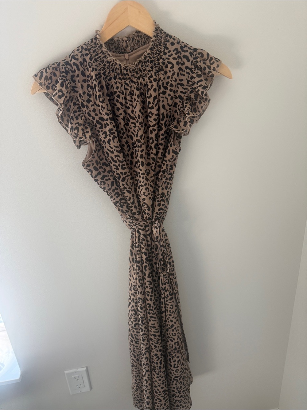 Nina Leonard Leopard Print Midi Dress - Brown/Black